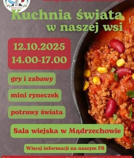 Kuchnia świata zawita do Mądrzechowa – niedzielne spotkanie pełne smaków i zabawy